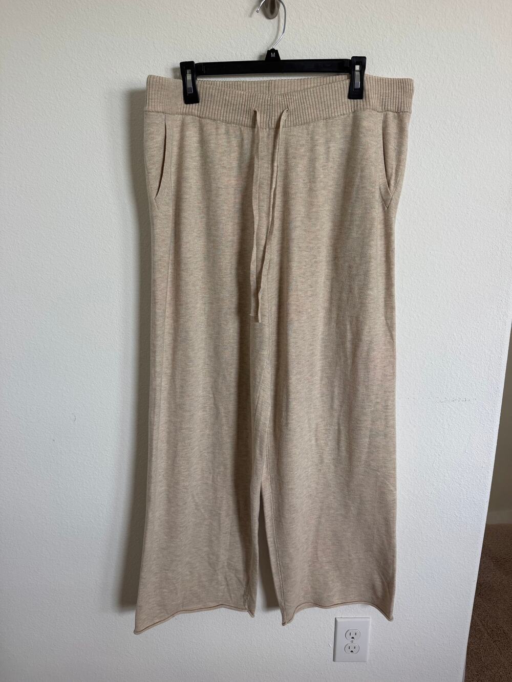 Soma Wknd Sweater Wide Leg Cream Oatmeal Pants Size XL Soft Comfy Loungewear